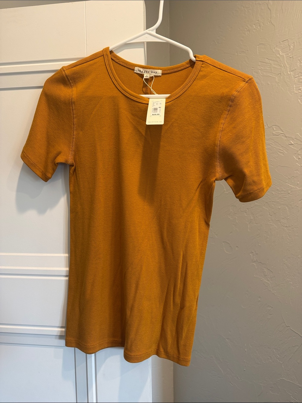 Copper Key Short Sleeve Crewneck Top - Mustard Gold